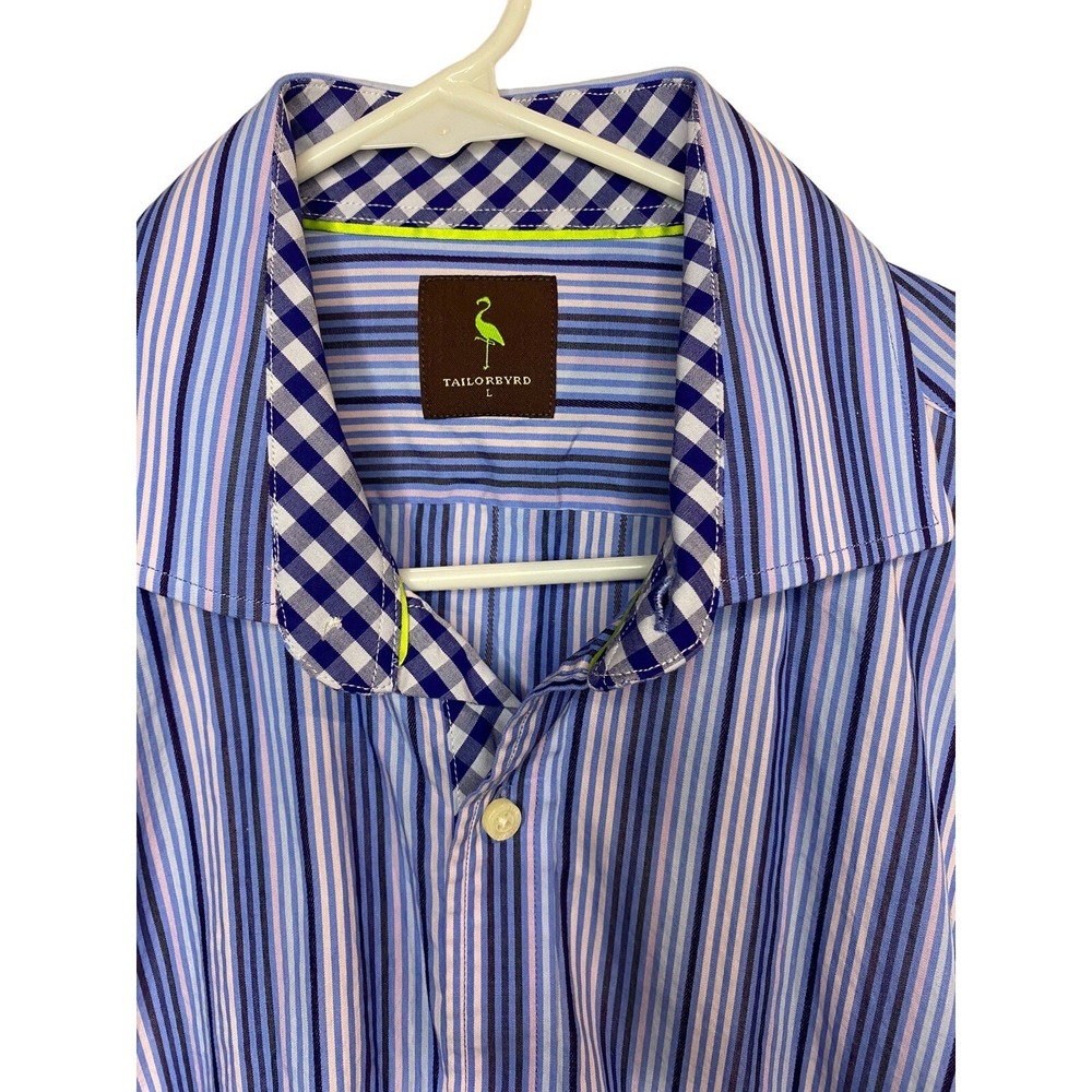TAILORBYRD Mens Size Large Classic Fit Long-Sleeve Striped Shirt W/ Cuff Detail